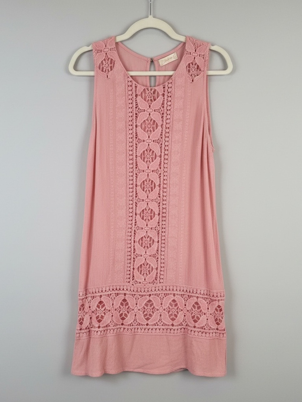 Altar’d State Pink Crochet Lace Shift Dress – Size Medium
